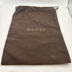 Gucci Brown Fabric Dust Bag Drawstring Pouch w/ Gold Logo – Made in Italy